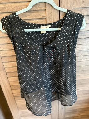 Billabong Designers Closet Black Star-Print Sleeveless Blouse